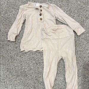 Lou Lou & Company Cream Long Sleeve Henley Pajama Set